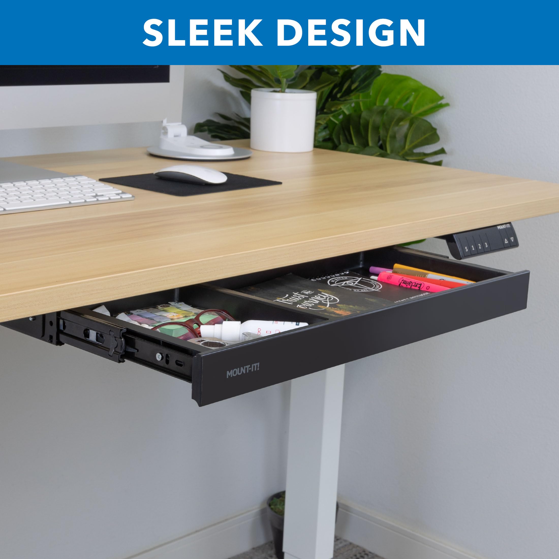 Mount-It! Under Desk Storage Drawer - Shallow Organizer - Standing